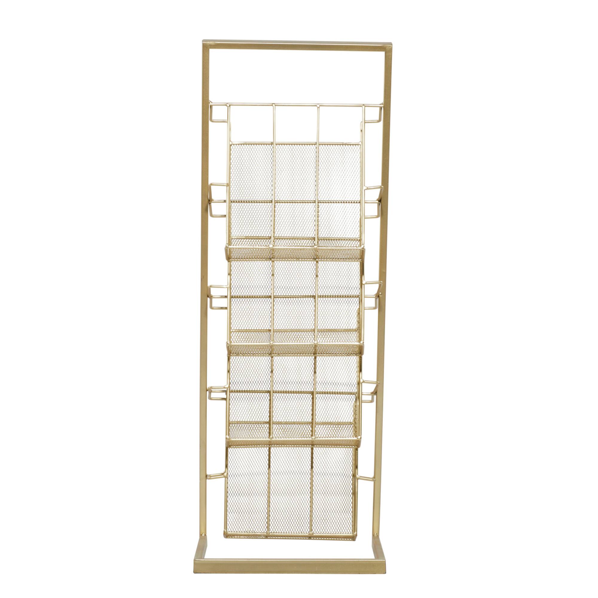 Gold Contemporary Tabletop Metal Magazine Rack